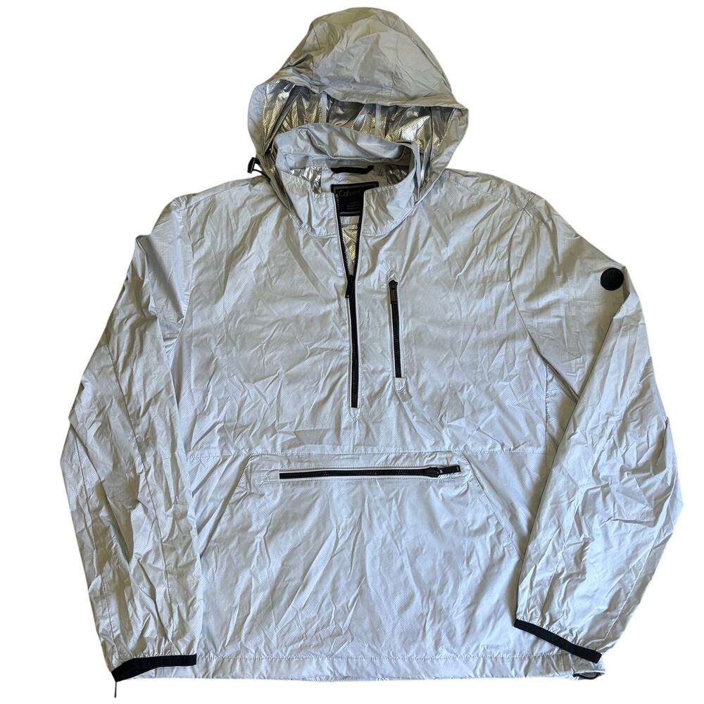 Calvin‎ Klein Pullover Silver Windbreaker Jacket Packable Water Resistant Large